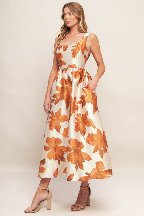 autumnal-floral-woven-midi-dress Flying Tomato - Sophia's Style-3